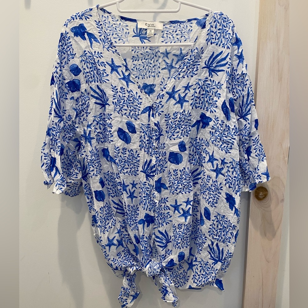 C by one Tropical Fish Blouse / Shirt Sz. 3X